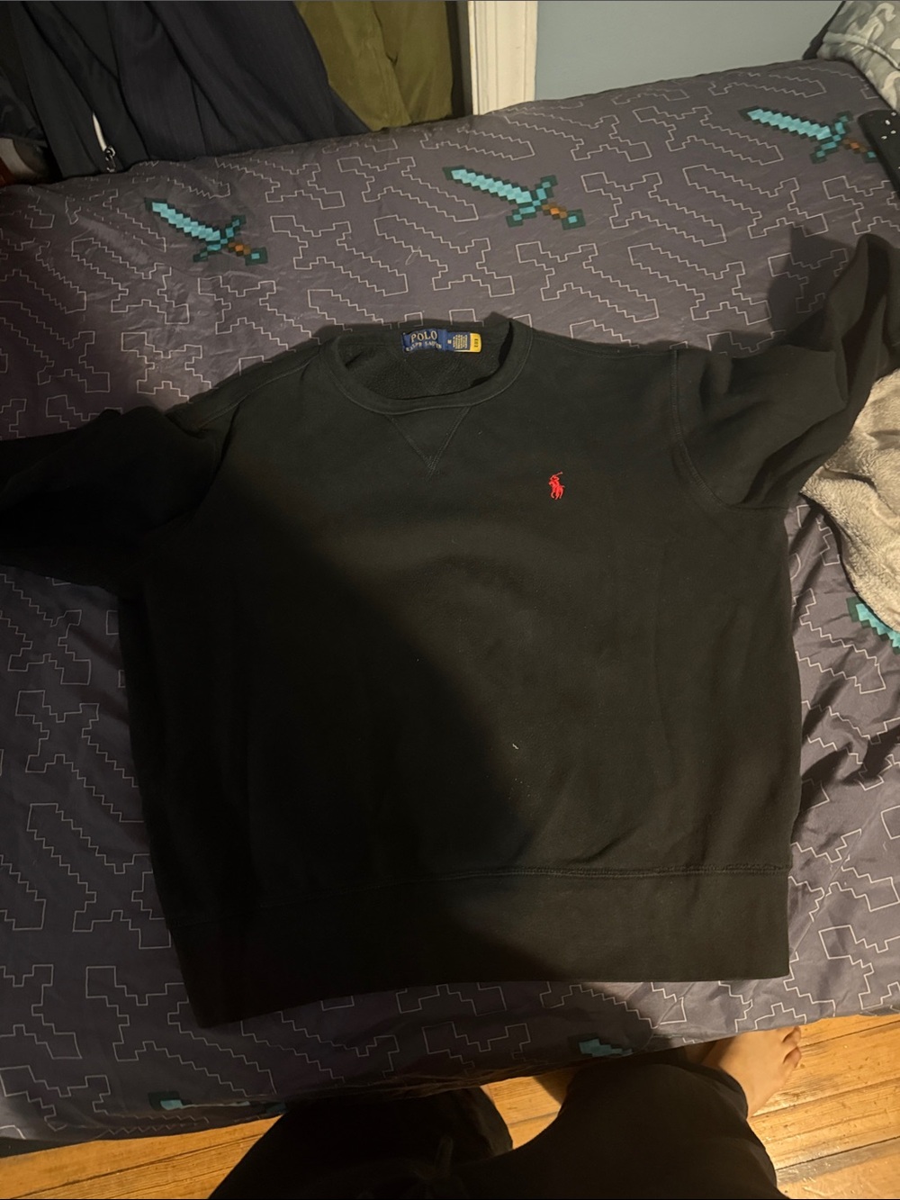 Polo by Ralph Lauren Black Crewneck Sweatshirt with Red Pony Logo